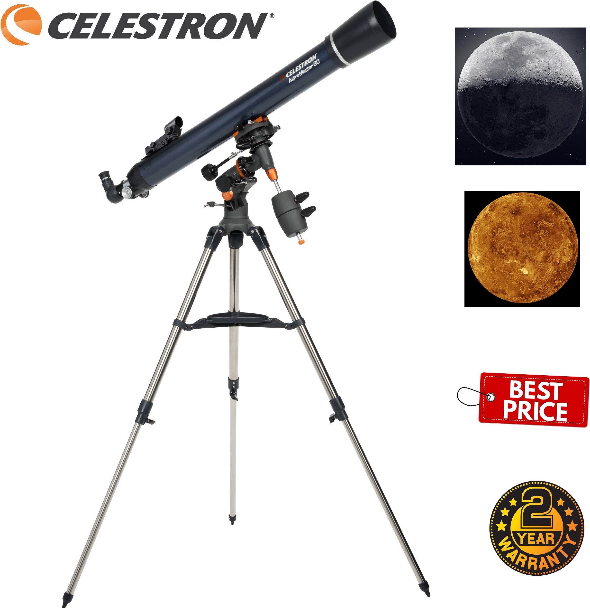 Обзор CELESTRON ASTROMASTER 90 AZ. Длиннофокусный телескоп-рефрактор для  наблюдения удаленных объектов в космосе и на Земле